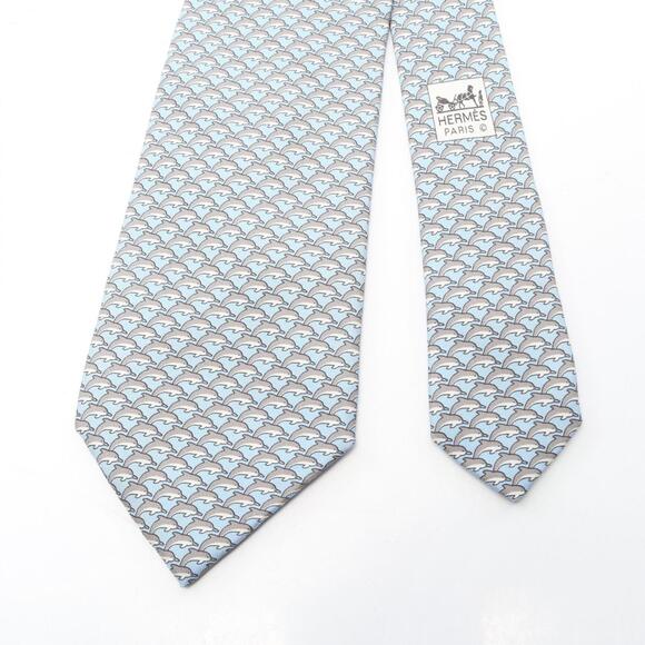 Hermes HERMES tie, silk, men's, blue and gray